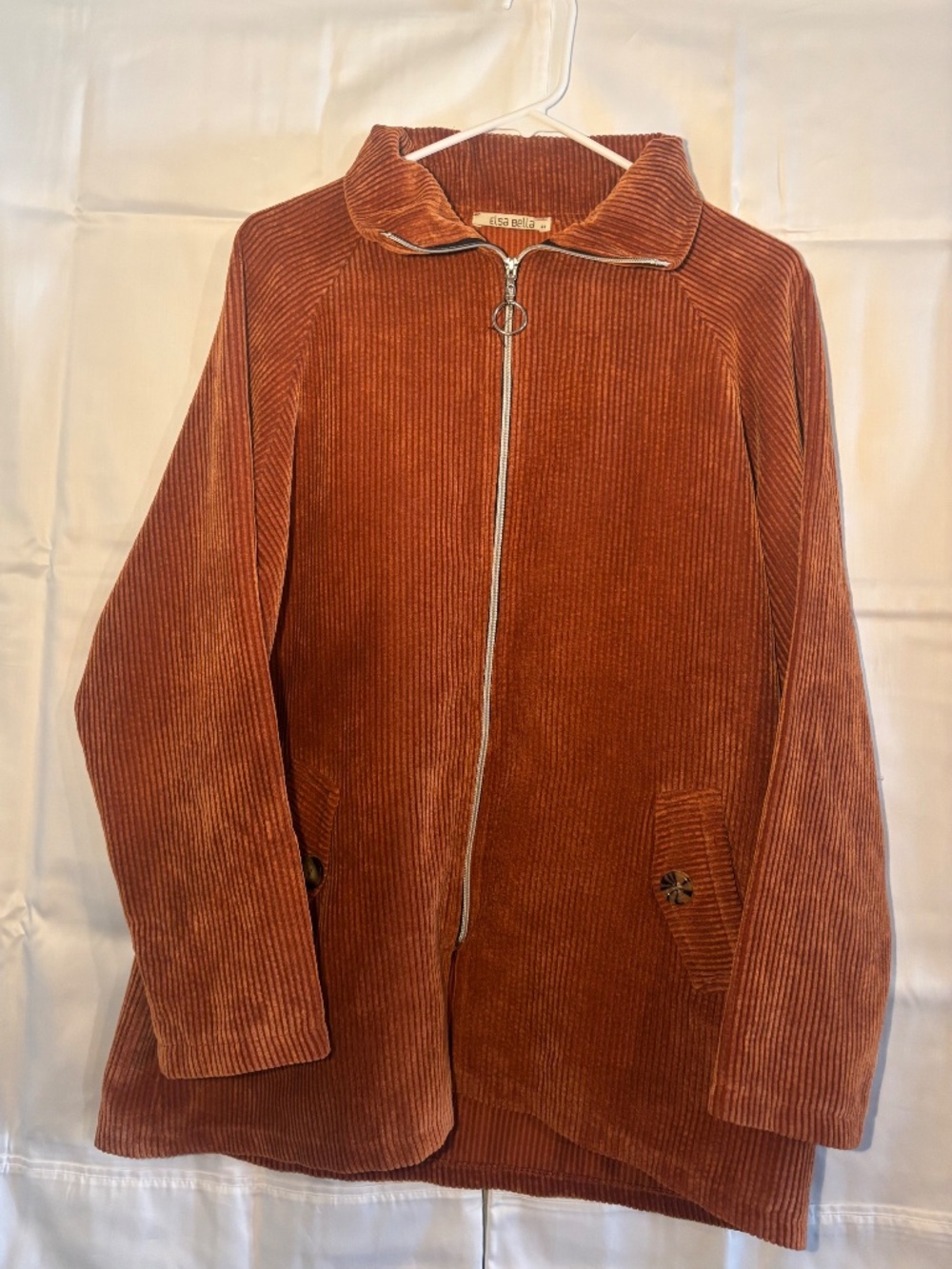 Elsa Bella Brown Ribbed Zip-Up Top - Picture 4 of 5